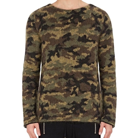 Balmain Mens Camouflage Mohair Sweater 